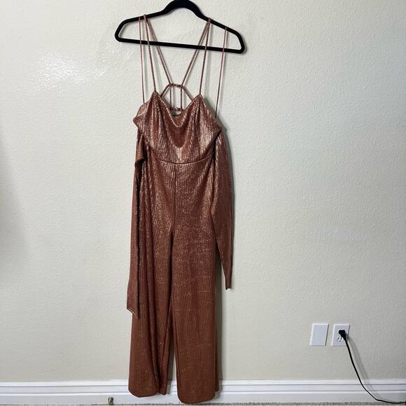 NWT Free People Shimmer and Shine Jumpsuit / Ginger Snap Metallic Womens Size S - Picture 6 of 12
